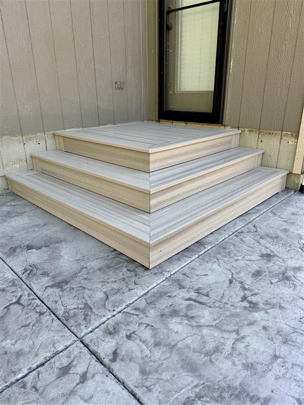 Custom composite landing steps close-up